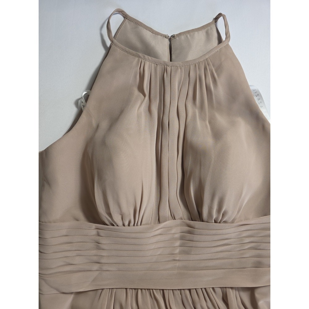 Azazie Bonnie Taupe Bridesmaid Maxi Dress A12 NWT Formal Halter Gown Prom - Picture 5 of 14